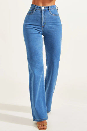 Calça Jeans Modeladora Clássica Wide Leg Cós Super Alto