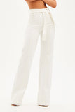 Calça Jeans de Rica Tecnológica Wide Leg Off White Cós Super Alto
