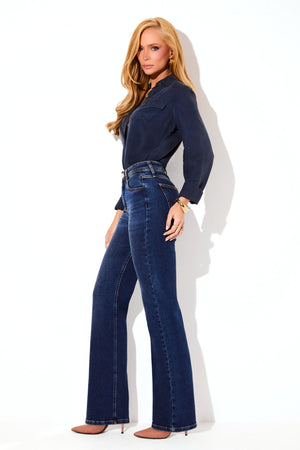 Calça Jeans Wide Leg Modeladora Essencial Cintura Média