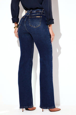 Calça Jeans Wide Leg Modeladora Essencial Cintura Média