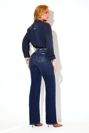 Calça Jeans Wide Leg Modeladora Essencial Cintura Média