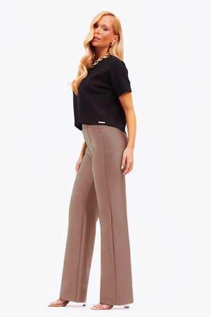 Calça Wide Leg Modeladora Glam Cós Alto Fendi QUE NÃO AMASSA