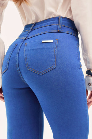 Calça Jeans Wide Leg Modeladora Linea Cintura Média