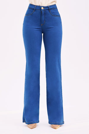Calça Jeans Wide Leg Modeladora Linea Cintura Média