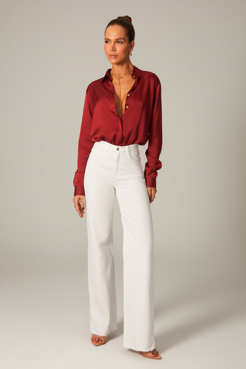 Calça Jeans Wide Leg Branca