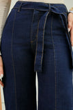 Calça Jeans de Rica Tecnológica Wide Leg Cós Super Alto
