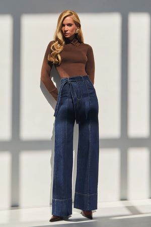 Calça Jeans Wide Leg Soul Cintura Super Alta Escura
