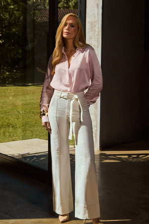 Calça Jeans Wide Leg Soul Cintura Super Alta Off White