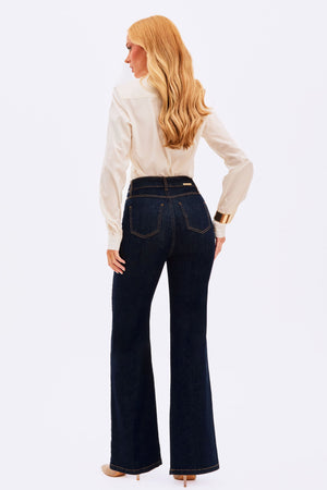 Calça Jeans Wide Leg Ultra Modeladora Cintura Alta Barra Tradicional