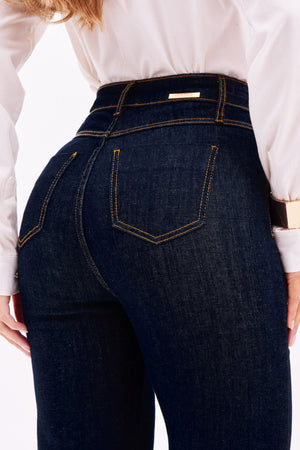 Calça Jeans Wide Leg Ultra Modeladora Cintura Alta Barra Tradicional