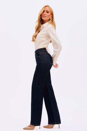 Calça Jeans Wide Leg Ultra Modeladora Cintura Alta Barra Tradicional