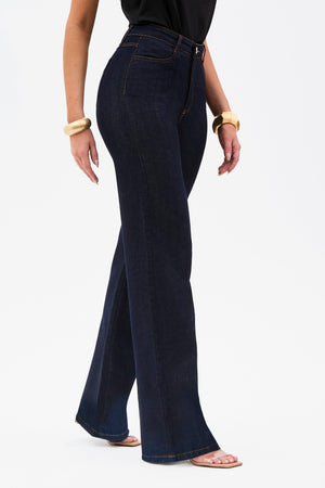 Calça Jeans Wide Leg Ultra Modeladora Cós Alto Barra Tradicional