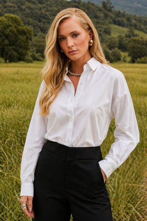 Camisa Social Feminina 100% Algodão Branca