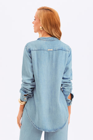 Camisa Feminina de Liocel Aura Jeans Claro