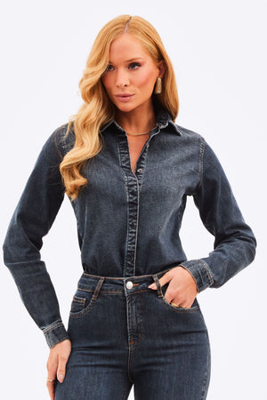 Camisa Jeans com Botões Ocultos Dry Comfort