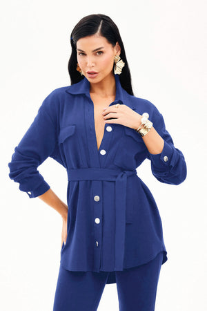 Camisa Oversized Comfort Office Azul
