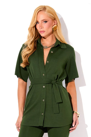 Camisa Manga Curta Comfort Office Verde