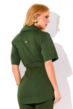 Camisa Manga Curta Comfort Office Verde
