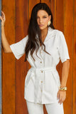 Camisa Manga Curta Comfort Office Off White