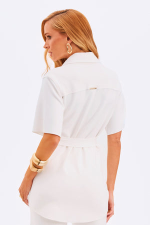 Camisa Manga Curta Comfort Office Off White