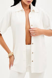 Camisa Manga Curta Comfort Office Off White
