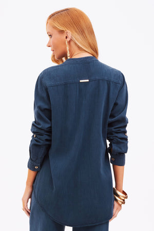 Camisa Feminina de Linho Dunas Azul Marinho