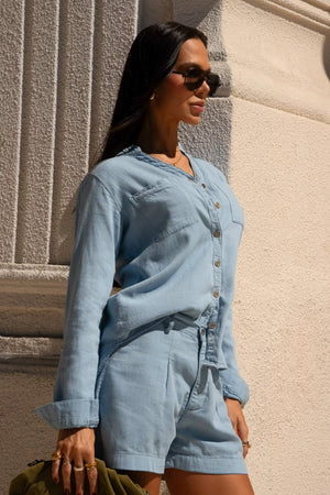 Camisa de Linho Térmico Dunas Azul Claro