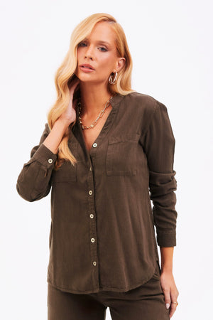 Camisa Feminina de Linho Dunas Coffee