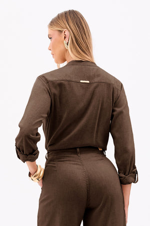 Camisa de Linho Térmico Dunas Coffee
