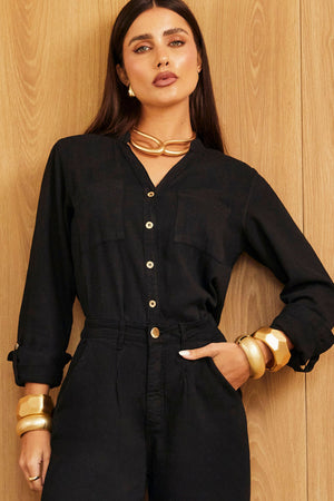 Camisa de Linho Térmico Dunas Preta