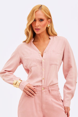 Camisa Feminina de Linho Dunas Rosa