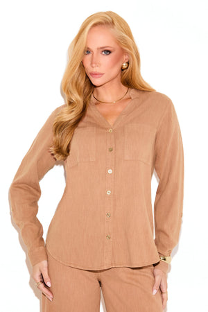 Camisa Feminina de Linho Dunas Terra