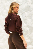 Camisa Feminina de Viscose Acetinada Essence Marrom