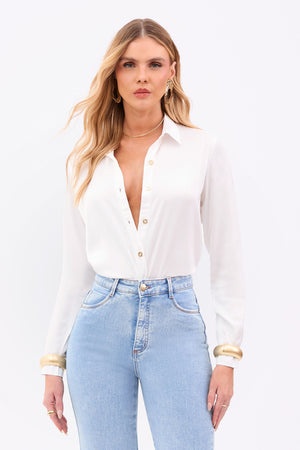 Camisa Essence Manga Longa Off White