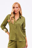 Camisa Feminina de Viscose Acetinada Essence Verde