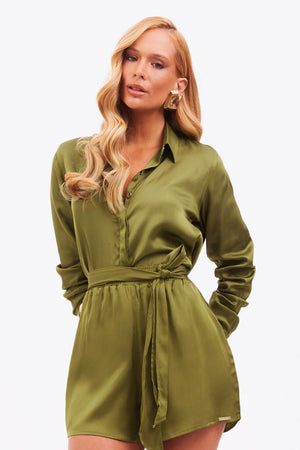 Camisa Feminina de Viscose Acetinada Essence Verde