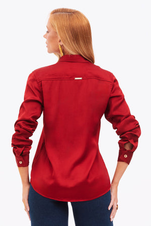 Camisa Feminina de Viscose Acetinada Essence Vermelha