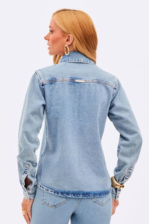 Camisa Jeans Clara Feminina 100% Algodão