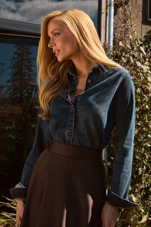 Camisa Jeans com Botões Ocultos Dry Comfort