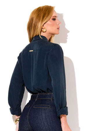 Camisa Feminina de Liocel Aura Azul Marinho