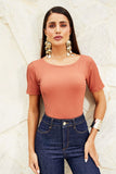 Blusa Canelada Premium Decote Canoa Terracota