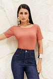 Blusa Canelada Premium Decote Canoa Terracota
