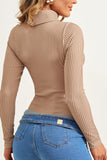 Blusa Canelada Premium Manga Longa Gola Alta Nude