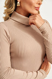 Blusa Canelada Premium Manga Longa Gola Alta Nude