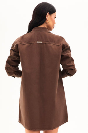 Jaqueta Jeans Coffee Alongada