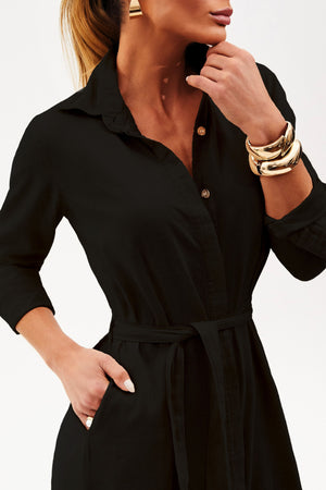 Chemise de Linho Térmico Dunas Preta