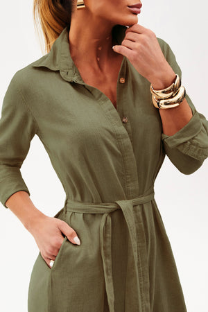 Chemise de Linho Térmico Dunas Verde Militar
