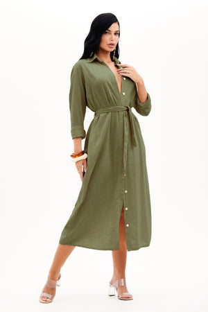 Chemise de Linho Térmico Dunas Verde Militar