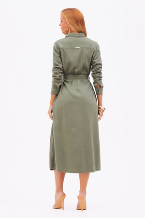 Chemise de Linho Dunas Verde Militar