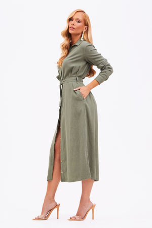 Chemise de Linho Dunas Verde Militar